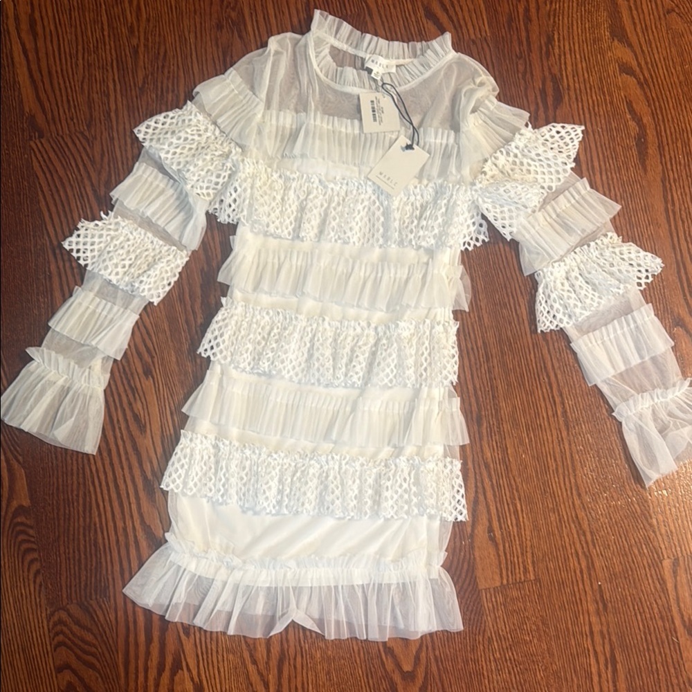 Elegant White Ruffled Kids Dress